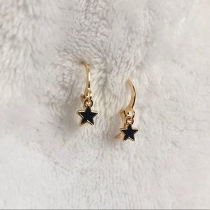 Black Star Huggie Earrings